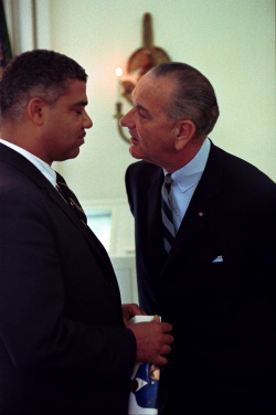 President Lyndon B. Johnson meeting with Civil Rights leader Whitney Young