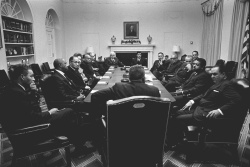 President Lyndon B. Johnson meets with members of the National Bar Association