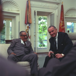 Meeting regarding announcement of Thurgood Marshall's nomination as an Associate Justice of the Supreme Court of the United States