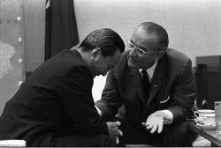 Pres. Lyndon B. Johnson meeting with President Nguyen van Thieu in Hawaii